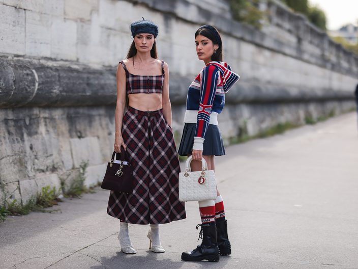 PARIS, FRANCE - SEPTEMBER 28: Angela Rozas Saiz and Aida Domenech outside Dior on September 28, 2021 in Paris, France. (Photo by Jeremy Moeller/Getty Images)