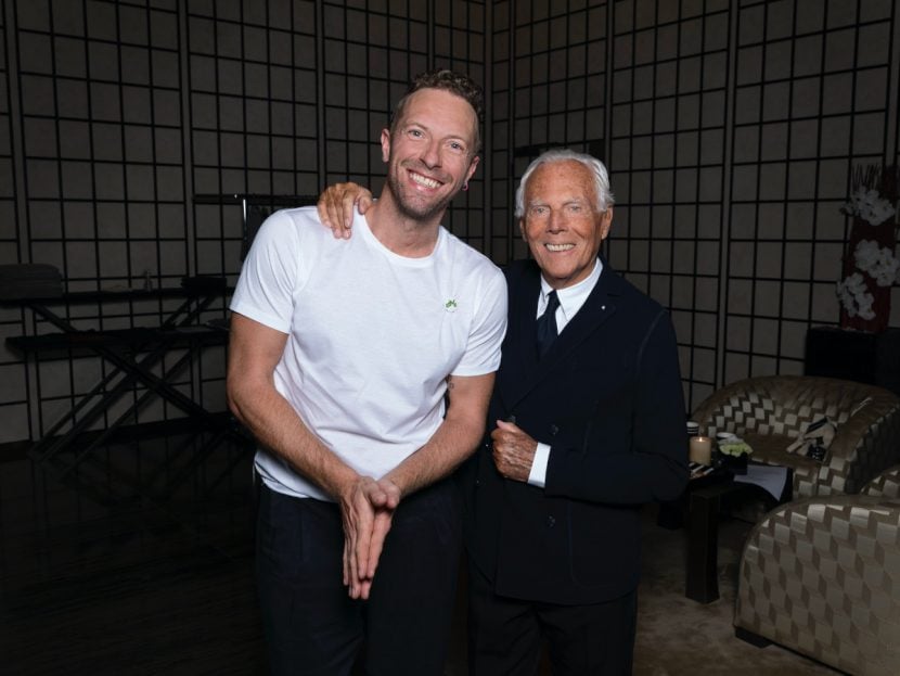 Giorgio Armani e Chris Martin dei Coldplay