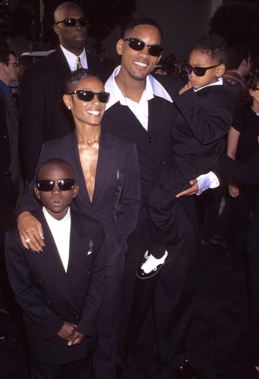 Jada Pinkett-Smith, Will Smith e il figlio Trey alla premiere di Man in Black nel 1997